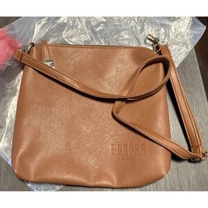 Benoss Milan Crossbody Bag Brown Faux Leather Adjustable Strap Zip Closure